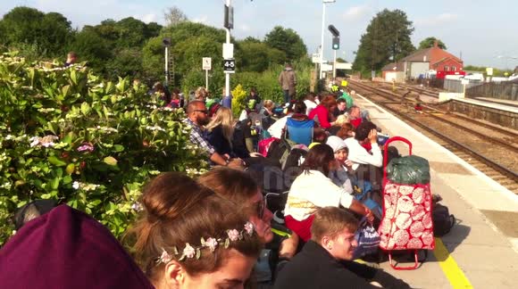 Long queues for trains from Glastonbury