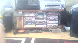 Using an old computer desk as a tv stand for 32inch tv