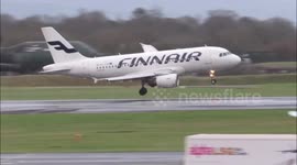 Finnair A319 Battles for Landing During Storm Eleanor at Manchester!