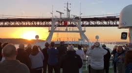 Leaving Lisbon, under the 25 April bridge