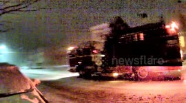 Fire truck in the snow