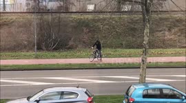 Cycling in a storm is pretty hard work