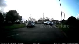 wrong time to move across dual carriageway, subaru near miss
