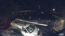 Security camera captures moment van smashes into parked truck