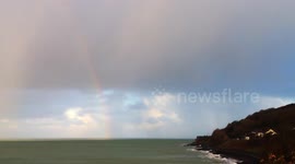 Spectacular double rainbow in Mount's Bay