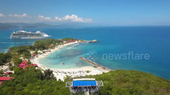 Drone 4k, longest zipline in world! Royal Caribbean Over water Attraction.
