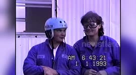 Terrifying moment woman becomes tangled in parachute and crashes to the ground during first skydive