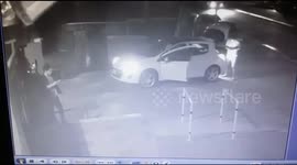 Stupid man crashed with an entrance gate