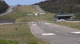 St. Barth Airport - Airplanes flying down a hill