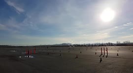 Police practicing driving tactics on closed course