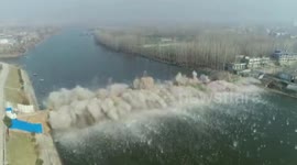 Bridge is destroyed in controlled explosion in China