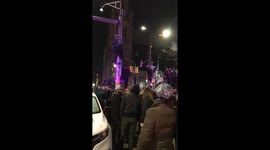 Eagles Fan on Traffic Light almost falls