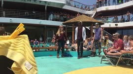 Man dancing in a Lip Sync Battle Competition on cruise ship