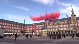 Amazing monumental floating net sculpture