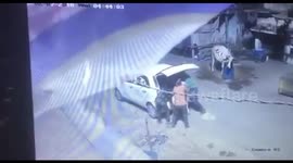 Four thieves steal big cow in small car