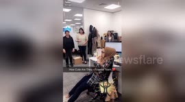 Coworkers wish happy birthday in sign language to deaf colleague