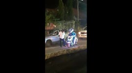 Crazy flashing motorbike and rider