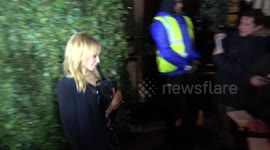 Kylie Minogue arriving and leaving the pre Bafta awards party
