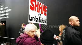 Anti fur campaigners at London Fashion week