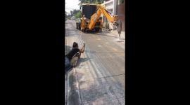 Lads fooling around with JCB drill (part two)