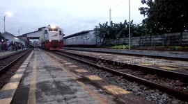 The night train departs from the station carrying passengers