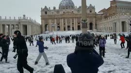 Seminarians take part in snowball fight in Vatican's St Peter's Square