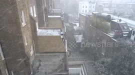 Blizzard in London seen from the window