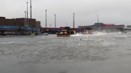 Heavy rain in Keflavik Airport Iceland