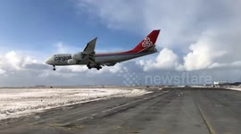 Cargolux LX VCI B747 landing in Keflavik Iceland 22.feb 2018