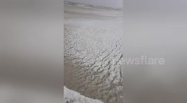 Newsflare Edit - Sea freezing over in leysdown UK storm Emma 