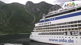 AIDAbella docked at Eidfjord