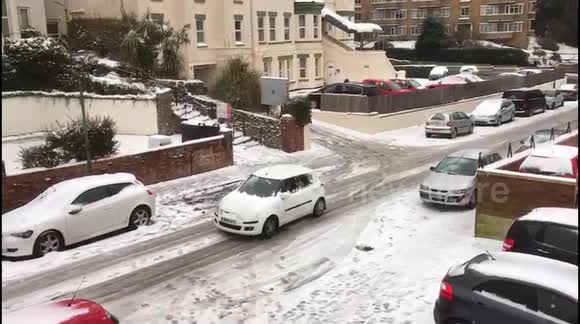 Beast from the East: Car skids on icy UK road