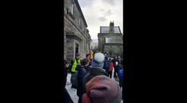 University of St Andrews lecturers, students and support staff at a rally to defend pensions