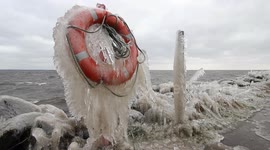 Life Buoy Encased In Incredible Thick Ice!