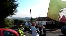 This is just some of the people who turned up to stop the eviction of Tom Crawford and family today
