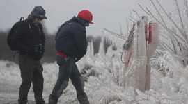 Onlookers admire amazing ice formations in Northern Ireland
