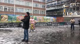 'Naked' man braves the cold weather in London Old Street