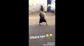 Small boy dancing hard. Very hilarious