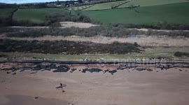Aerial drone footage shows Storm Emma's trail of destruction in Devon