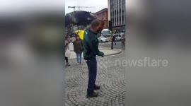 Newsflare Edit - Large Eagle Visits Belfast City Centre