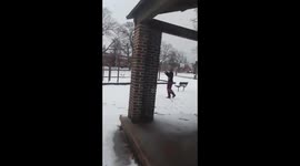 Street fight knock out in snow