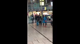 Walking onto the platform