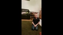 Dad and lad - Dad scares lad watching TV - funny, prank