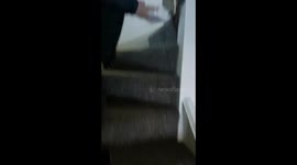 dad and lad - lad gets pay back on dad while he's asleap with snow funny prank