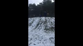 Snowboard on a kids sledge fail