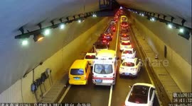Drivers provide 'path of life' to ambulance in congested tunnel