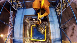 Moment infamous thrill-seeker freefalls more than 50m without safety ropes