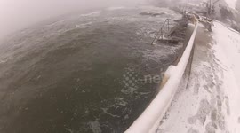 Surveying Damage From Previous Storms During Latest Storm