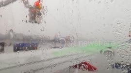 Nor'Easter Southwest Airplane Wings Ice Covered Sprayed Green!