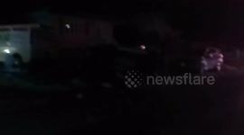 Two car crash. One car flipped